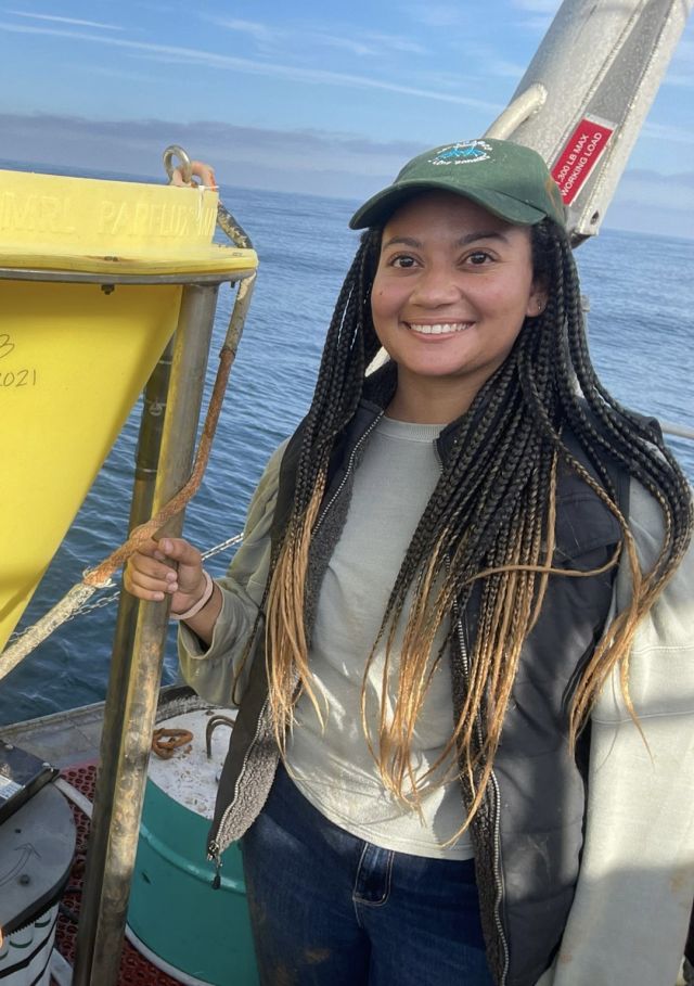 Nicola Paul on a boat