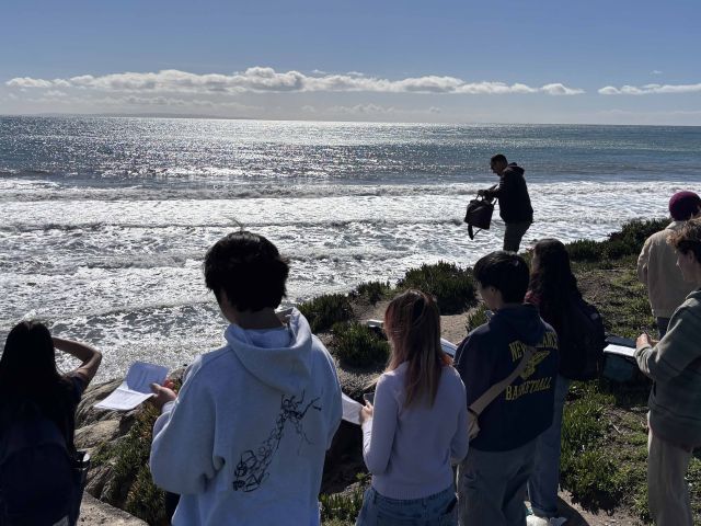 Students at the beach